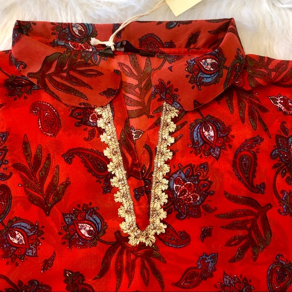 🔥YEP ME🔥SHELIA KURTI INDIAN TUNIC SLEEVELESS TOP RED SMALL NWT - Picture 2 of 4